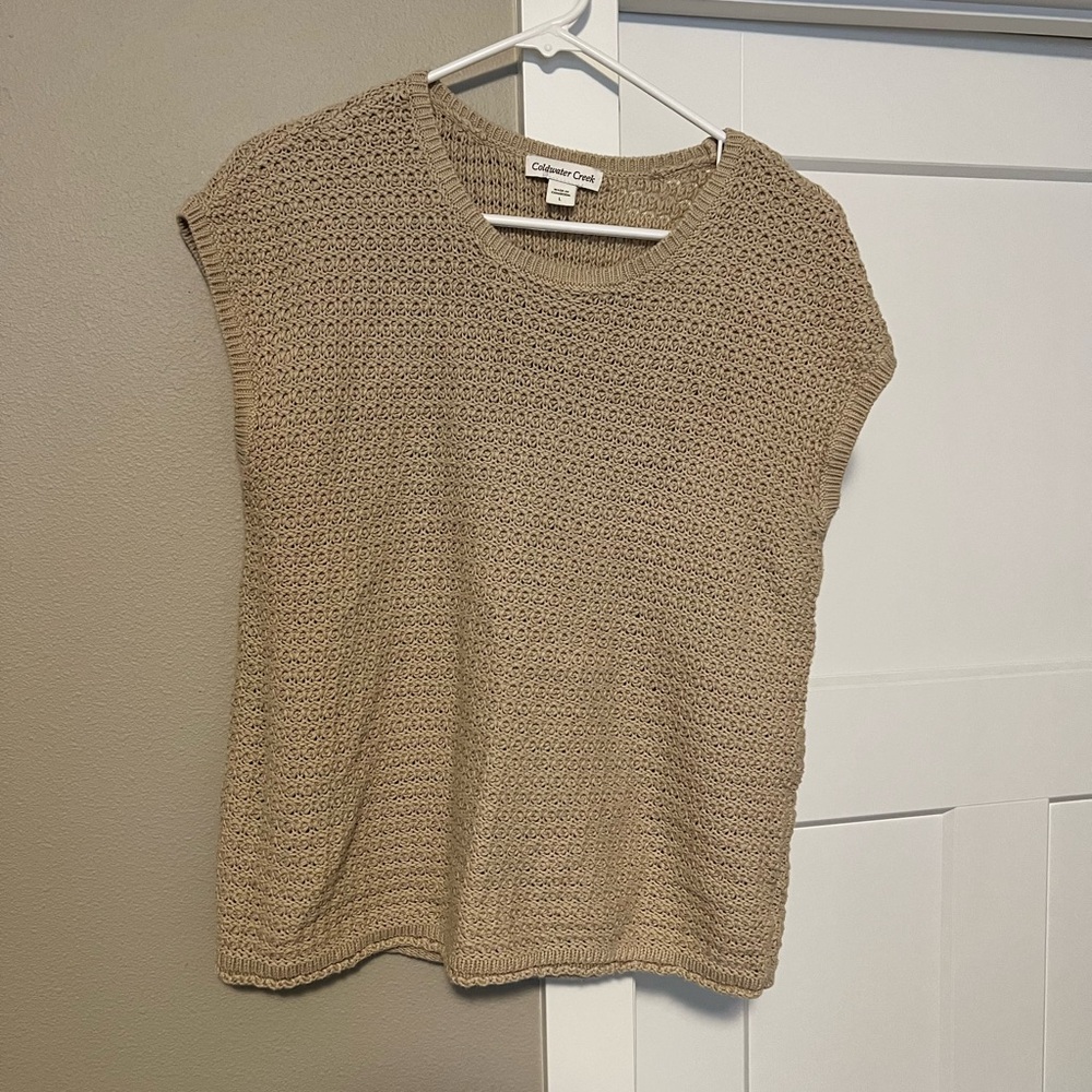 Coldwater Creek Beige Sleeveless Knit Sweater
